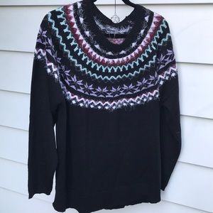 Eddie Bauer Fair Isle black sweater